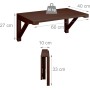 Relaxdays Mesa Plegable de Pared, 60x40 cm, Madera, Mesita para Comer, Escritorio, Abatible para Ahorrar Espacio, Marrón