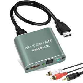 Ozvavzk HDMI Audio Extractor 4K@60Hz,HDMI a HDMI Óptico+RL+3.5MM Convertidor de Splitter HDMI Audio Estéreo para PS4/5 box