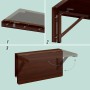 Relaxdays Mesa Plegable de Pared, 60x40 cm, Madera, Mesita para Comer, Escritorio, Abatible para Ahorrar Espacio, Marrón