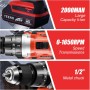 TEENO Taladro atornillador inalámbrico 2 x 2.0Ah baterías, destornillador desatornillador 45Nm Taladro percusión, 69