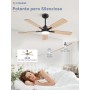 ZMISHIBO Ceiling Fan with Light, Ø132 cm, Efficient DC Motor, 6 Speeds, 3 Colour Temperatures (3000K, 4000K, 6000K), Modern