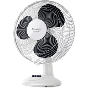 Taurus Greco 16 Portable Desktop Fan, Oscillating System, 3 Blades, 40 cm Diameter, 40 W, Non-Slip Round Base, White and Black,