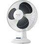 Taurus Greco 16 Portable Desktop Fan, Oscillating System, 3 Blades, 40 cm Diameter, 40 W, Non-Slip Round Base, White and Black,