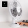 Taurus Greco 16 Portable Desktop Fan, Oscillating System, 3 Blades, 40 cm Diameter, 40 W, Non-Slip Round Base, White and Black,