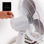 Taurus Greco 16 Portable Desktop Fan, Oscillating System, 3 Blades, 40 cm Diameter, 40 W, Non-Slip Round Base, White and Black,