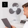 Taurus Greco 16 Portable Desktop Fan, Oscillating System, 3 Blades, 40 cm Diameter, 40 W, Non-Slip Round Base, White and Black,
