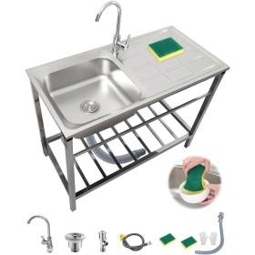 Fregadero Cocina fregadero Exterior Jardin lavamanos Portatil Con Kit De Drenaje + Grifo Fregadero Comercial Fregadero Fácil De