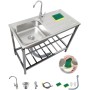 Fregadero Cocina fregadero Exterior Jardin lavamanos Portatil Con Kit De Drenaje + Grifo Fregadero Comercial Fregadero Fácil De