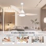 snsok Ceiling Fan with Quiet Light, DC Motor, 6 Speeds, 3 Colours, Timer, Natural Breeze Mode, Double Height – Ideal for Summer