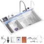 Coubird Fregadero viral multifuncional 80x45 CM, Fregadero inteligente cascada, Fregadero con escurridor cocina, Un lavatorio de
