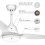 snsok Ceiling Fan with Quiet Light, DC Motor, 6 Speeds, 3 Colours, Timer, Natural Breeze Mode, Double Height – Ideal for Summer