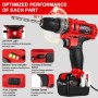 TEENO Martillo Perforador 21V, Taladro Destornillador Inalámbrico con 2 Baterías de 2000mAh, 40Nm, 18+3 Ajustes de Par, 20