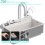 Coubird Fregadero viral multifuncional 80x45 CM, Fregadero inteligente cascada, Fregadero con escurridor cocina, Un lavatorio de