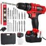 TEENO Martillo Perforador 21V, Taladro Destornillador Inalámbrico con 2 Baterías de 2000mAh, 40Nm, 18+3 Ajustes de Par, 20