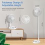 AKOFIC 8'' Portable Solar and Quiet Standing Fan, Rechargeable Battery 5200mAh, Foldable, Height Adjustable, for Home, Bedroom