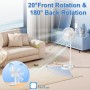 AKOFIC 8'' Portable Solar and Quiet Standing Fan, Rechargeable Battery 5200mAh, Foldable, Height Adjustable, for Home, Bedroom