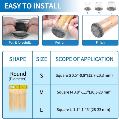 Ezprotekt 16 Deslizadores de Patas de Silla para Alfombra, 1.25 Pulgadas Redondas de Color Transparente TPE de Alta Elasticidad