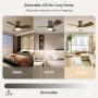 Epochglo Ceiling Fan with Light, 80 cm, 3000 K-5000 K, Adjustable, 7 Speeds, Reversible Blades, 2200LM Ceiling Fan and Control,
