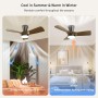 Epochglo Ceiling Fan with Light, 80 cm, 3000 K-5000 K, Adjustable, 7 Speeds, Reversible Blades, 2200LM Ceiling Fan and Control,