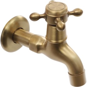 Grifo dorado, grifos retro con tapa decorativa, grifo de latón macizo vintage G1/2", grifo de agua fría, montaje en pared para