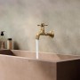 Grifo dorado, grifos retro con tapa decorativa, grifo de latón macizo vintage G1/2", grifo de agua fría, montaje en pared para
