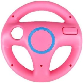 AMEEGO Steering Wheel Design Stand Mario Kart Racing Game Steering Wheel Stand For Wii Game Controller (Pink)