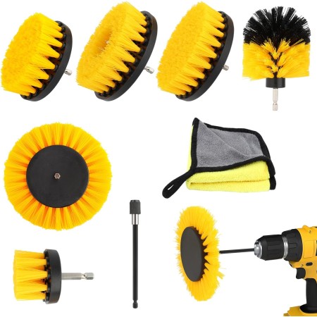 MXTIMWAN 8 Pieces Cepillo Taladro Limpieza Kit, Cepillo para Taladro Eléctrico, Multifuncional Cepillos Taladro Suave para