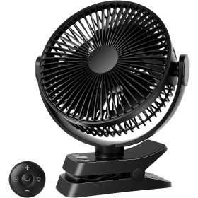 ELZO USB Desktop Fan, 21cm/8.26 inch, 12000mAh Rechargeable Quiet Clip Camping Fan with 5 Speeds, LED Light, 360° Rotation,