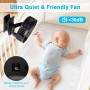 ELZO USB Desktop Fan, 21cm/8.26 inch, 12000mAh Rechargeable Quiet Clip Camping Fan with 5 Speeds, LED Light, 360° Rotation,