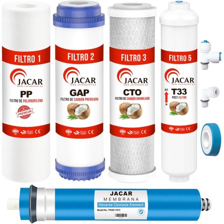JACAR Filtros de Osmosis Inversa de 5 Etapas Universales con Membrana 50 Gpd Filtros Osmosis Compatible con casi todos los