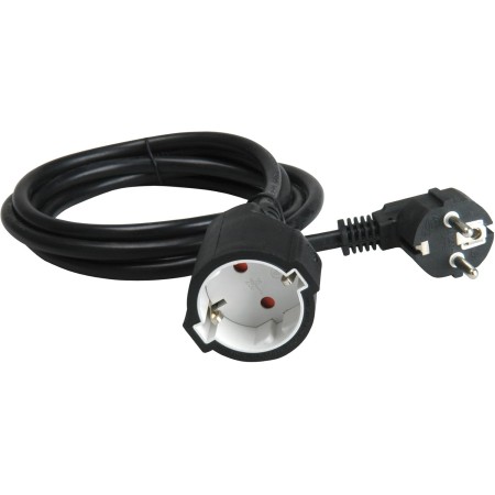 Unitec 445641 Enchufe Schuko Hembra a macho, Negro, Alargador de Cables, 2m