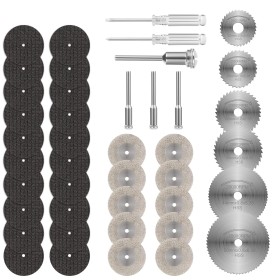 Flintronic Hoja de Corte, 36Pcs Disco de Corte para Dremel con 5 Mandriles SC y 2 Destornilladores, Mini HSS Hoja de Sierra