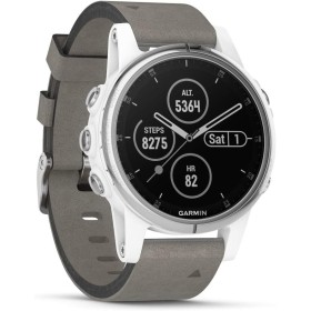 Garmin fēnix 5S Plus Zafiro, Blanco con Correa de Ante Gris