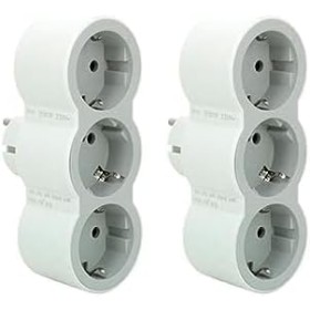 Legrand 694518, Adaptadores 2P+T, 3 Tomas de enchufes/Corriente Frontales, Ladron de enchufes, Color Blanco/Gris Claro (Paquete
