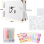 Album de Fotos Scrapbook Espiral, 80 Páginas Azul Marino DIY Album Set con 2 Pcs Photo Corners, 6 Pcs Pegatinas, 5 Plantillas,