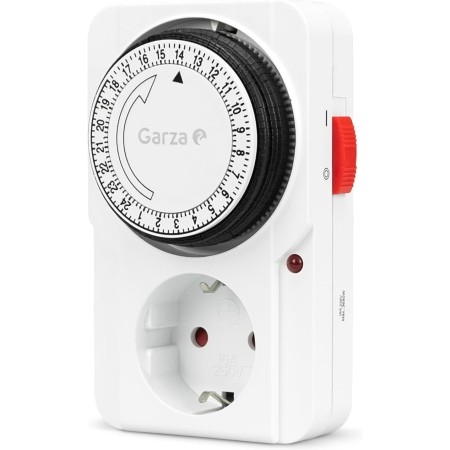 Garza - Temporizador analógico para interiores, juego de 2, enchufe programable, temporizador diario (24 h), máximo 3680 W, 16