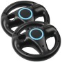AMEEGO Steering Wheel Design Stand Mario Kart Racing Game Steering Wheel Stand For Wii Game Controller 2PCS (Black)