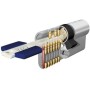 Tesa Assa Abloy, TX8B3030L, Cilindro de Alta Seguridad, TX80, Doble Embrague, Leva Larga, Llave - Botón, Latonado, 30 x 30 mm