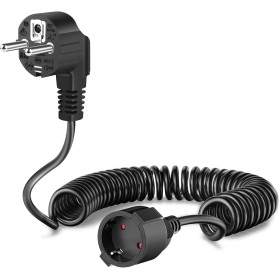 Cable Espiral de Contacto de Protección, Cable de Prolongación Schuko Extensible de 0,6 m a 3 m Máx., Cable de Alargador IP20,