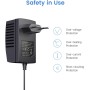 AKINGUAR Alimentación de CC 12V 2A, Universal Adaptador de Fuente de Alimentación, CA 100-240V a CC 12V, Adaptador Multivoltaje