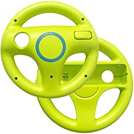 AMEEGO Steering Wheel Design Stand Mario Kart Racing Game Steering Wheel Stand For Wii Game Controller 2PCS (Black)