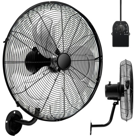RELAX4LIFE Wall Fan Ø56cm with 3 Speeds, Horizontal Rotation 85° and Vertical 30°, Oscillating Industrial Fan 120W with Metal