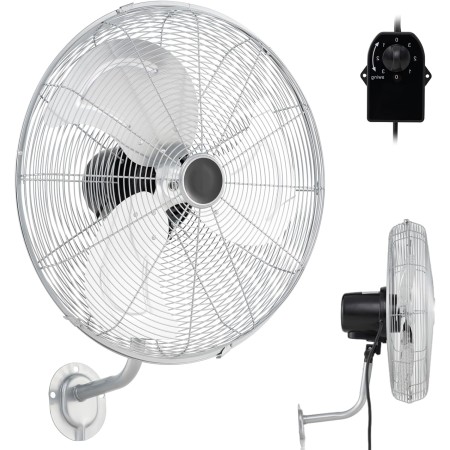 RELAX4LIFE Wall Fan Ø56cm with 3 Speeds, Horizontal Rotation 85° and Vertical 30°, Oscillating Industrial Fan 120W with Metal