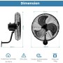 RELAX4LIFE Wall Fan Ø56cm with 3 Speeds, Horizontal Rotation 85° and Vertical 30°, Oscillating Industrial Fan 120W with Metal