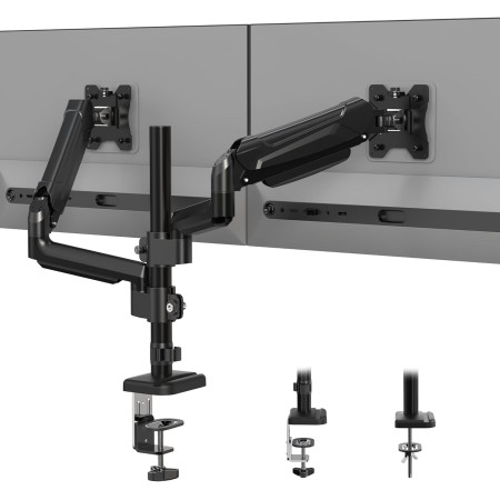 BONTEC Soporte Monitor Doble para Pantallas LED LCD de 13 a 32 Pulgadas, Brazo Monitor Ergonómico con Resorte de Gas y Gestión