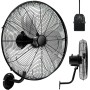 RELAX4LIFE Wall Fan Ø56cm with 3 Speeds, Horizontal Rotation 85° and Vertical 30°, Oscillating Industrial Fan 120W with Metal