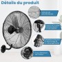 RELAX4LIFE Wall Fan Ø56cm with 3 Speeds, Horizontal Rotation 85° and Vertical 30°, Oscillating Industrial Fan 120W with Metal