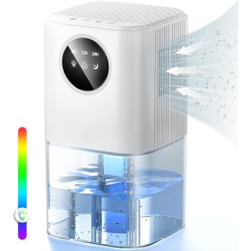 Deshumidificador, deshumidificador eléctrico de 1800 ml, deshumidificador silencioso con función de descongelación y modo de