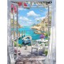 MXJSUA DIY Paisaje Junto al mar Barco Paisaje Pintura Diamante Kit para Principiantes, 5D Diamond Painting Kit Adultos, Punto de