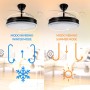 Casa Shop LED Ceiling Fan 70W DC Motor with Remote Control, Retractable Blades, Integrated LED, Ultra Quiet Retractable Blades